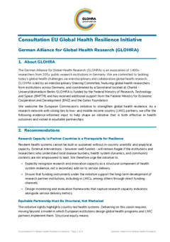 GLOHRA Consultation to the Call for Evidence on the EU Global Health Resilience Initiative